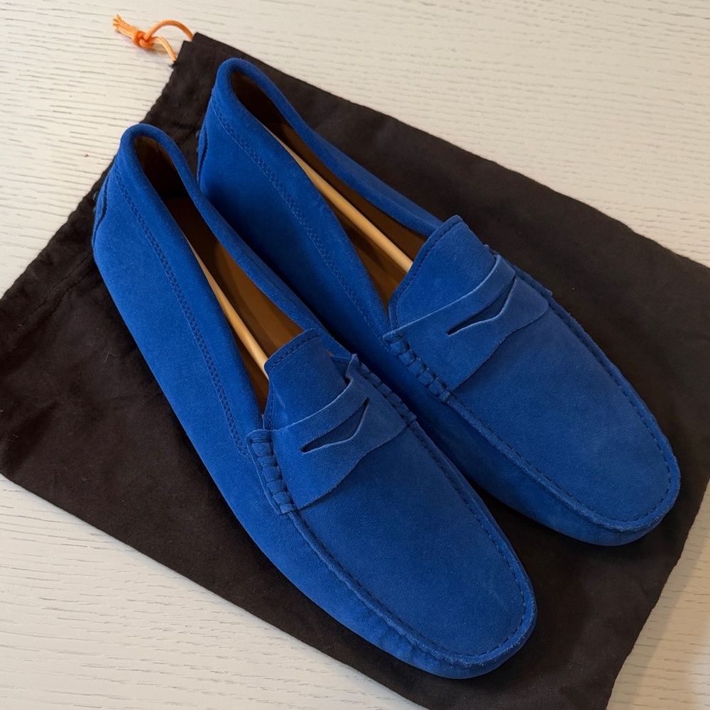 Tods Men's Blue Suede Loafers